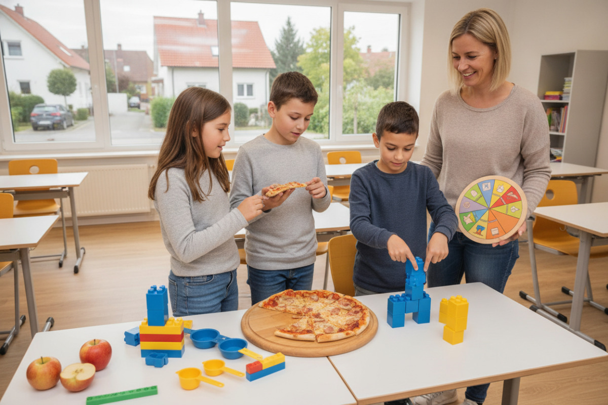 Alltagsszenen zeigen, wie Kinder Brüche handelnd entdecken und Zähler sowie Nenner sicherer verstehen.