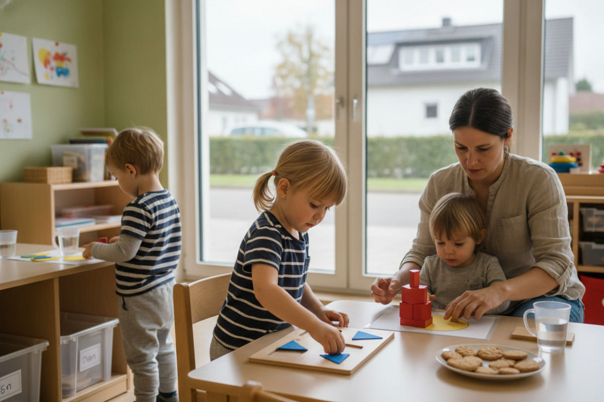 Alltagsszenen zeigen, wie Kinder mit Formen, und kleinen Ritualen sicherer werden.