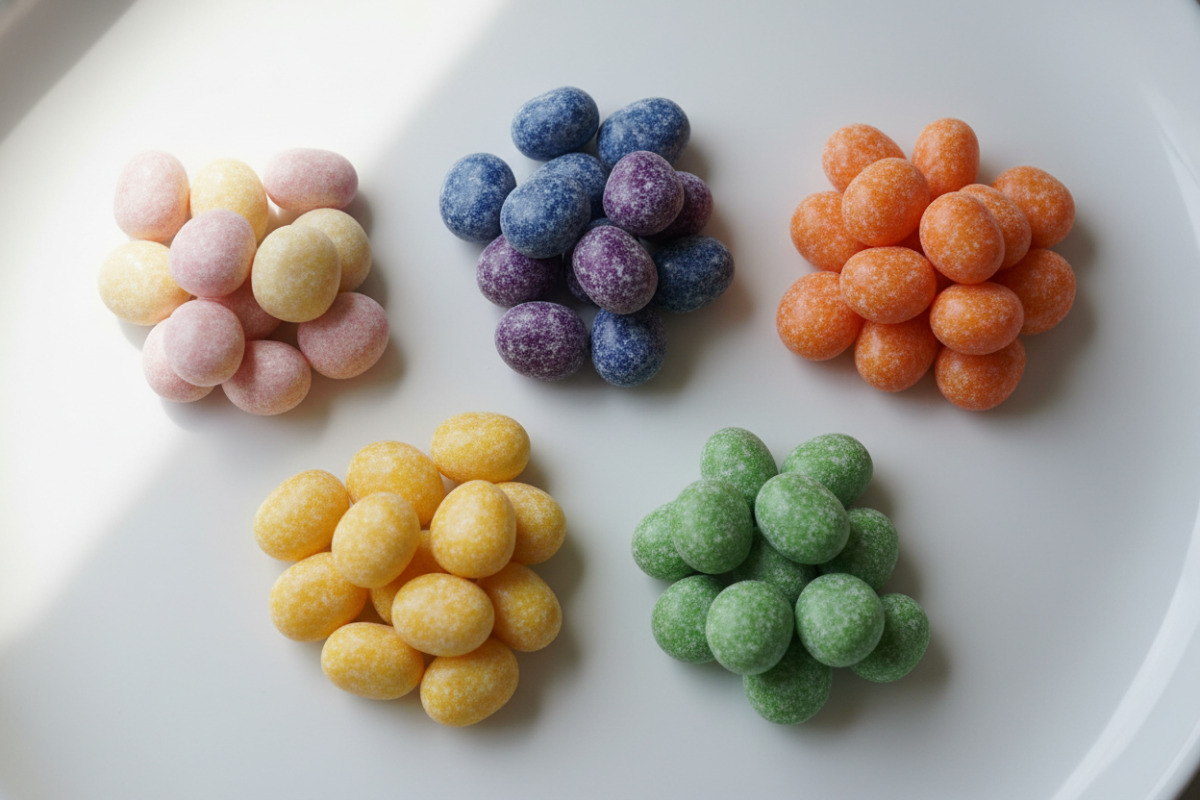 Bonbons werden in Gruppen sortiert