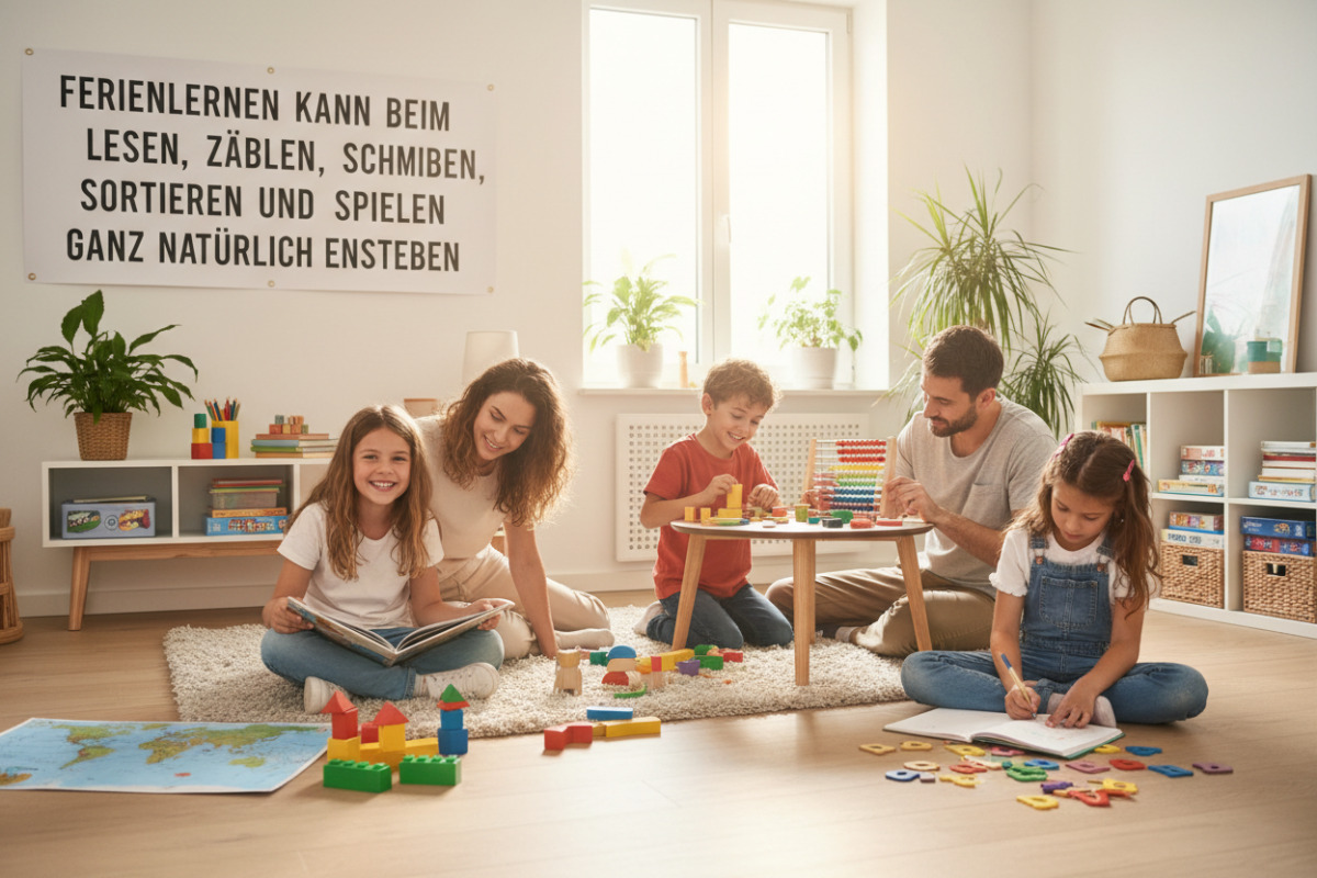 Ferienlernen kann beim Lesen, Zählen, Schreiben, Sortieren und Spielen ganz natürlich entstehen.
