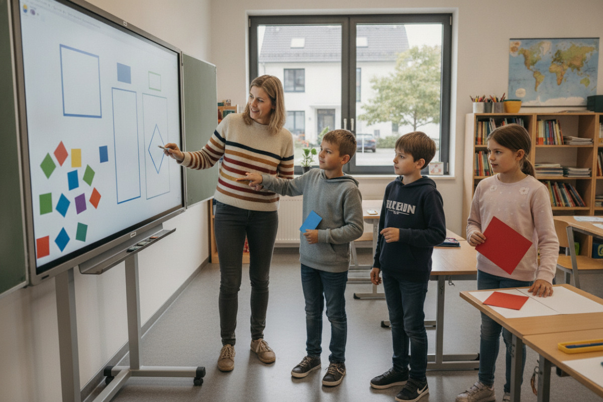 Abb. Sortieraufgaben helfen, Quadrat, Rechteck und Raute sicher zu unterscheiden.