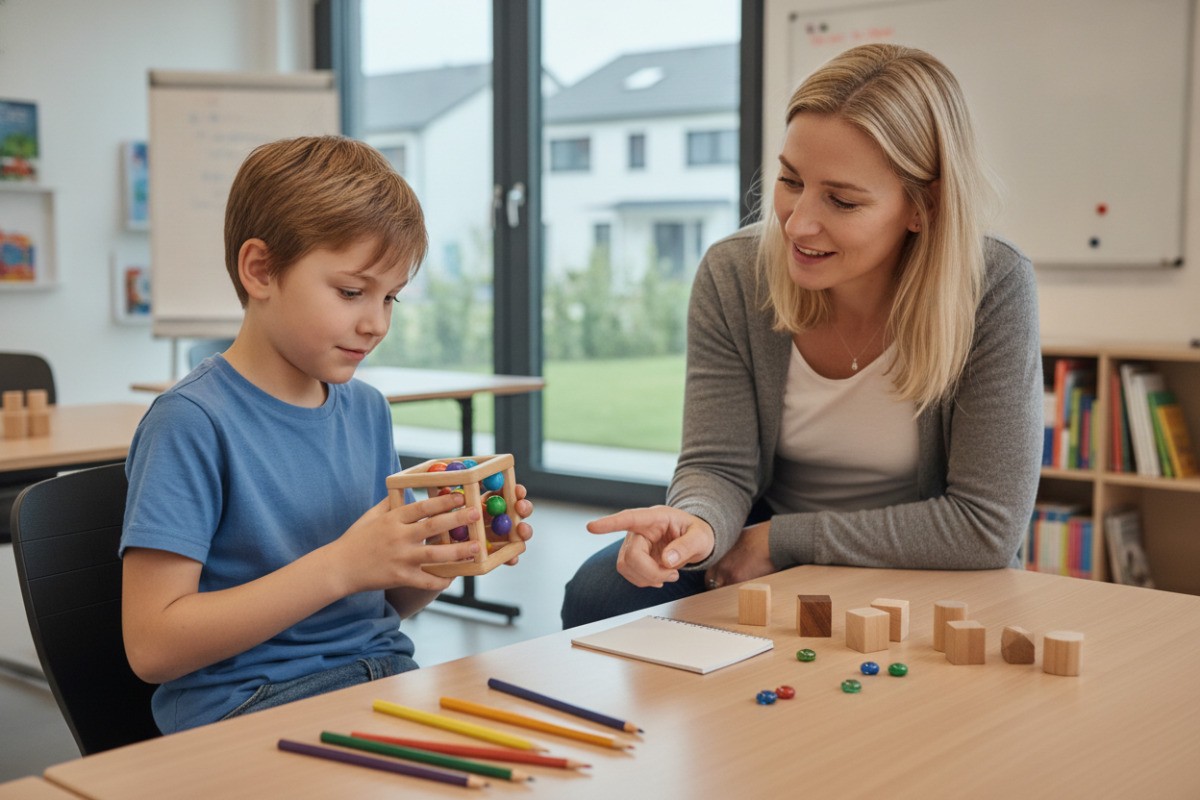 Abb. Würfel, Stifte und kleine Gegenstände eignen sich für kurze Rechenmomente.
