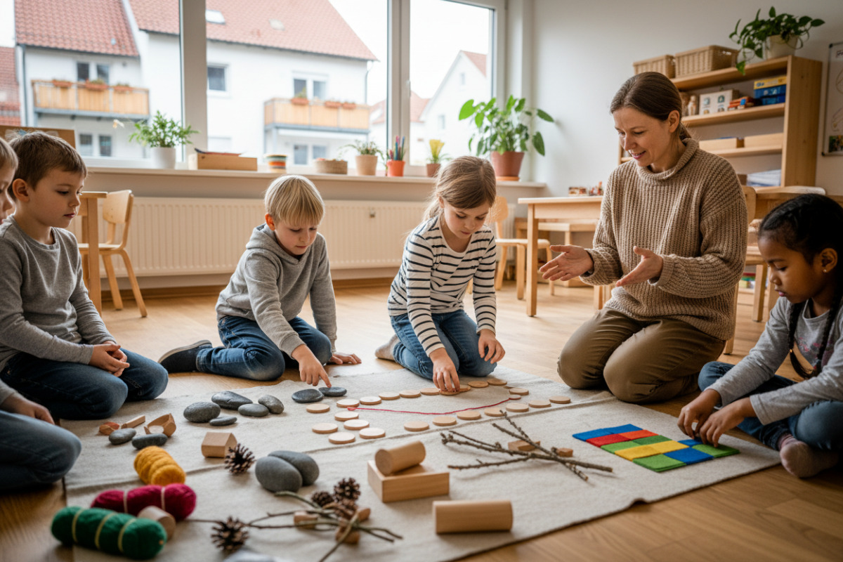Alltagsmaterialien unterstützen Kinder dabei, Rechenwege zu sehen, zu legen und selbst zu erklären.