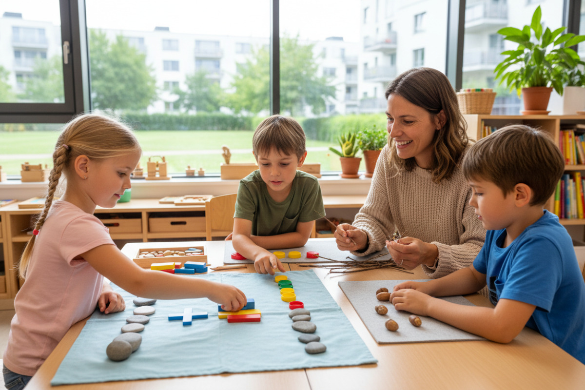 Alltagsmaterialien unterstützen Kinder dabei, Rechenwege zu sehen, zu legen und selbst zu erklären.