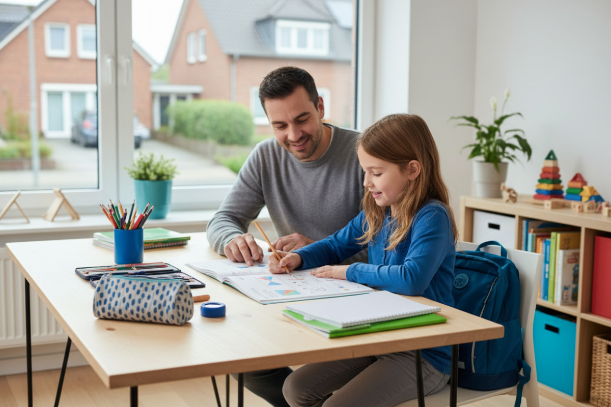 Abb. Ein übersichtlicher Start erleichtert Kindern den Einstieg in die Hausaufgaben.