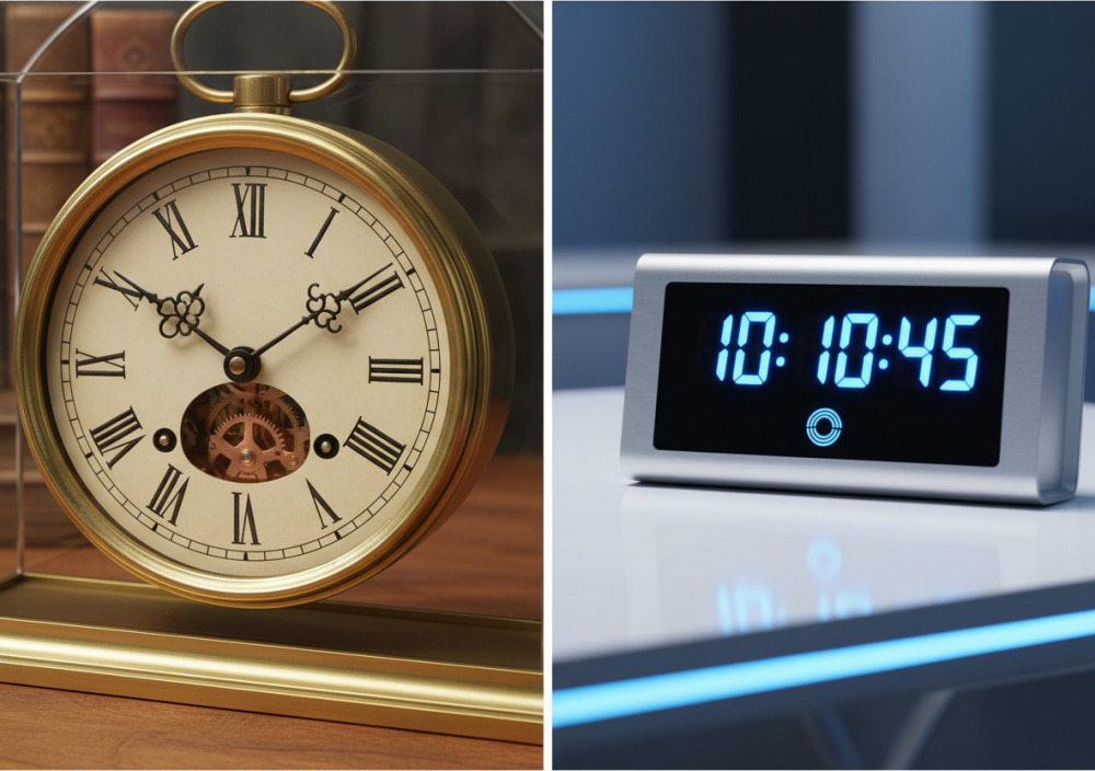 Vergleich zwischen analoger und digitaler Uhr