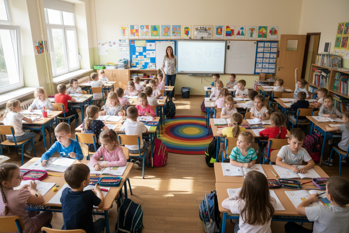 Unterricht in einer vollen Grundschulklasse