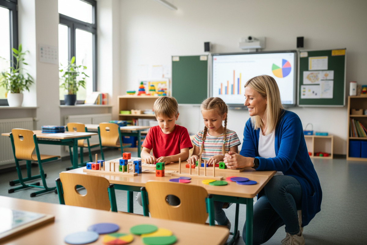 Abb. Anschauliches Material unterstützt das Verstehen von Mathe im Grundschulalter.