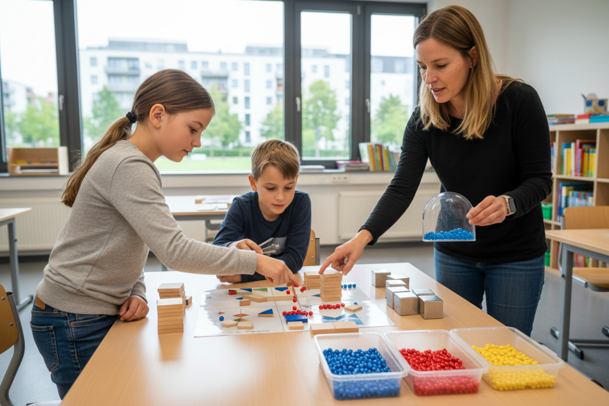 Abb. Kurze Aufgaben verbinden mathematische Sprache mit sichtbaren Mengen.