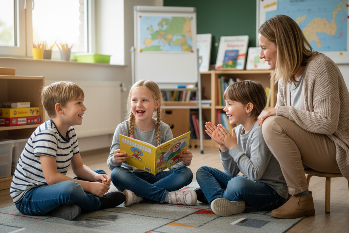 Abb. Gemeinsame Sprachmomente fördern Freude am Zuhören und Erzählen.
