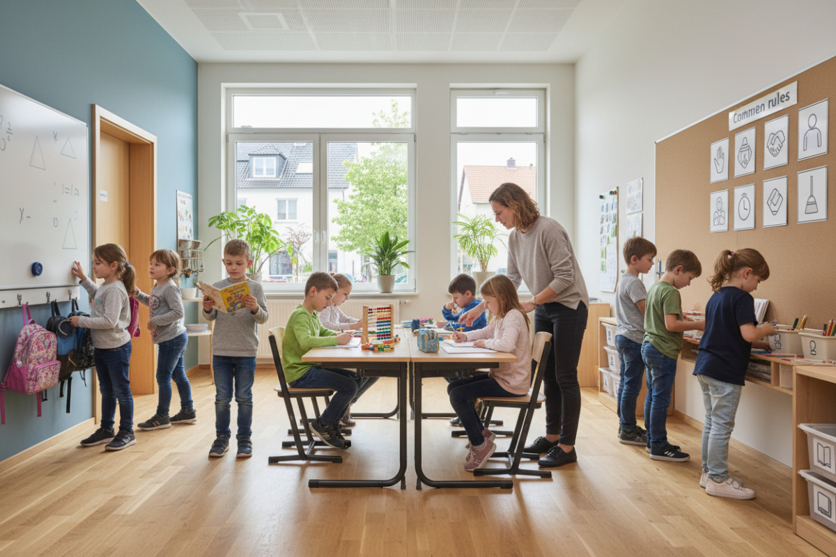 Die zeigen, wie Ankommen, Lesen, Mathematik, selbstständiges Arbeiten und gemeinsame Regeln zu verlässlichen Routinen