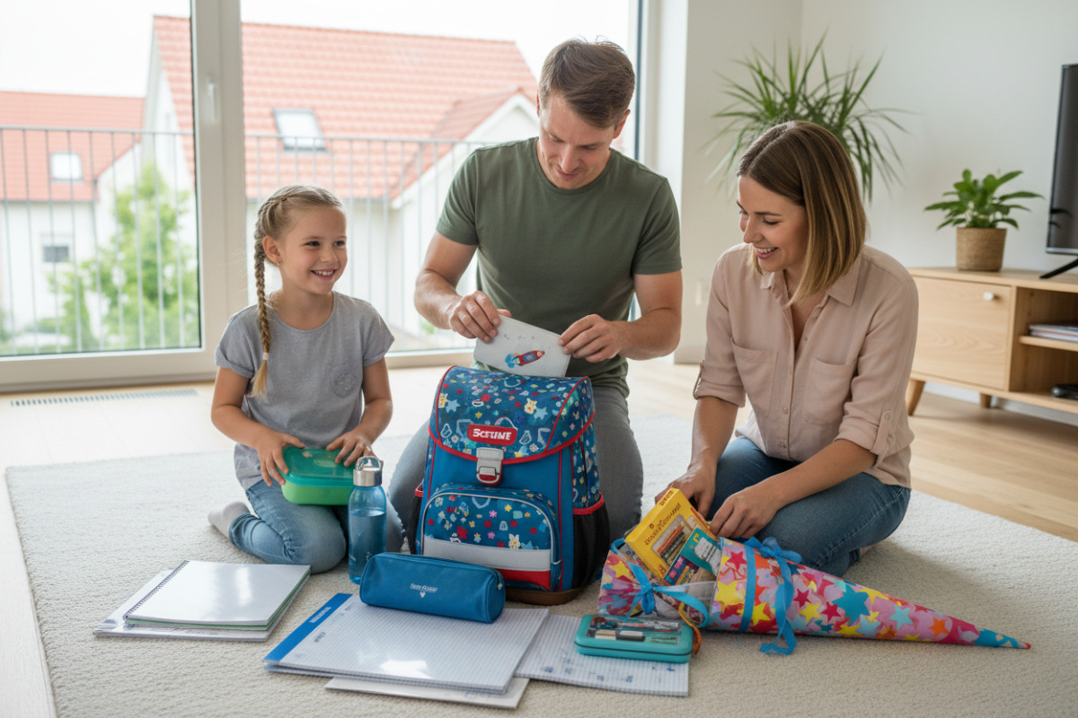 Die Bilder zeigen persönliche Füllideen, gemeinsames Auspacken und behutsame Rituale rund um den Schulanfang.