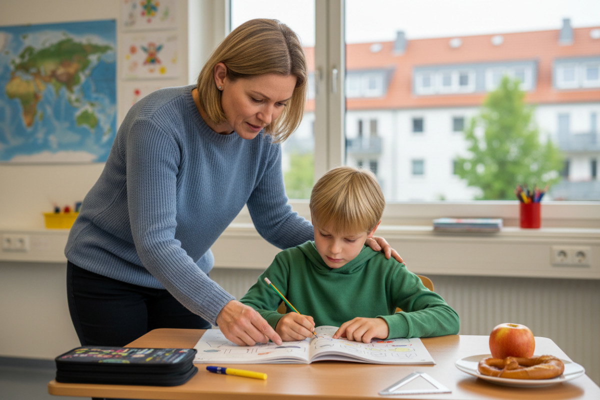 Abb. ruhige Begleitung hilft dem Kind, sich auf überschaubare Aufgabe einzulassen.