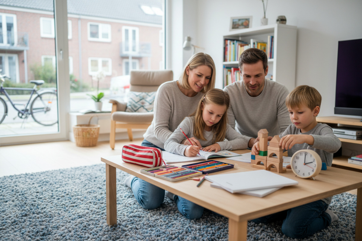 Die Alltagsszenen zeigen abwechslungsreiche Wege zu ruhigen, kindgerechten und verlässlichen Lernroutine.