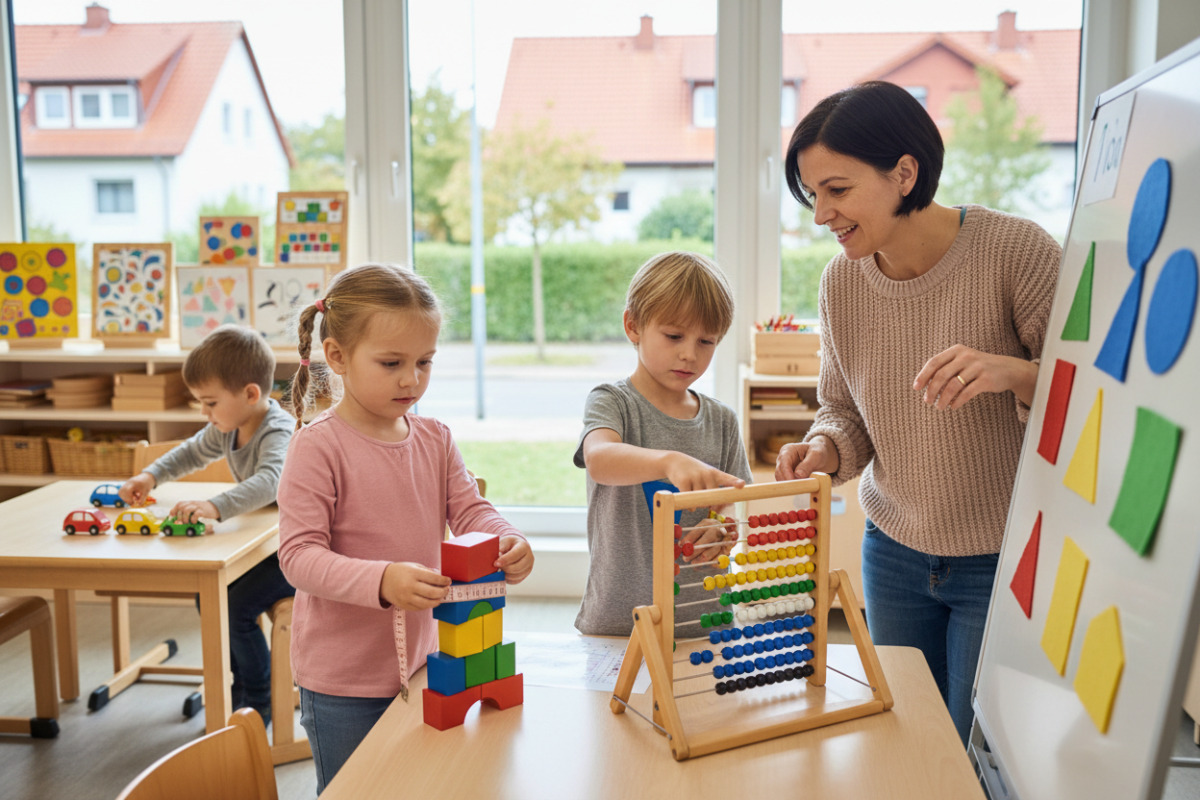 Alltagssituationen zeigen, wie Kinder Mengen, Muster und erste Rechenwege praktisch entdecken.