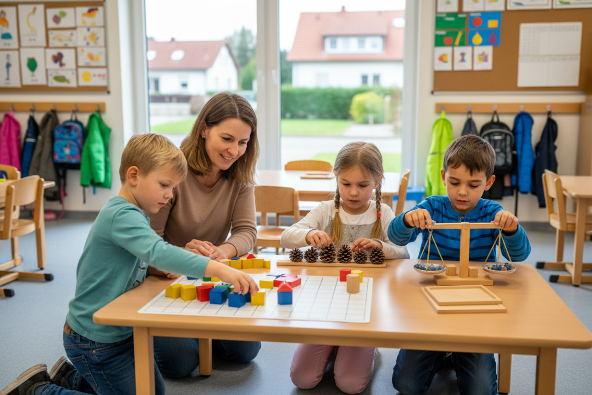 Alltagssituationen zeigen, wie Kinder Mengen, Muster und erste Rechenwege praktisch entdecken.