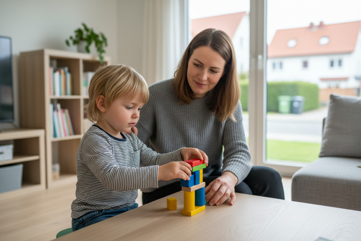 Abb. ruhige Begleitung erleichtert es dem Kind, sich auf kleine Aufgabe einzulassen.