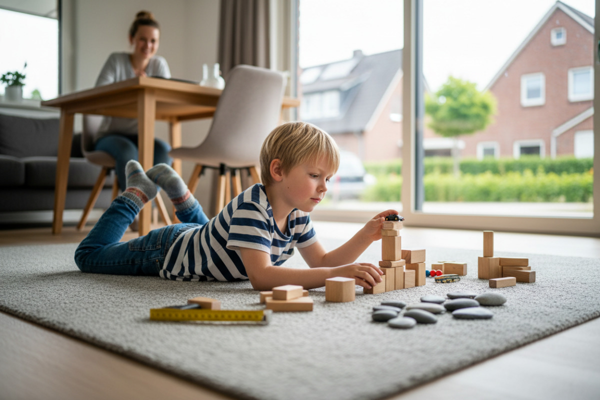 Abb. Beim Legen, Sortieren und Bewegen verbindet das Kind mathematische Begriffe mit eigenen Erfahrungen.