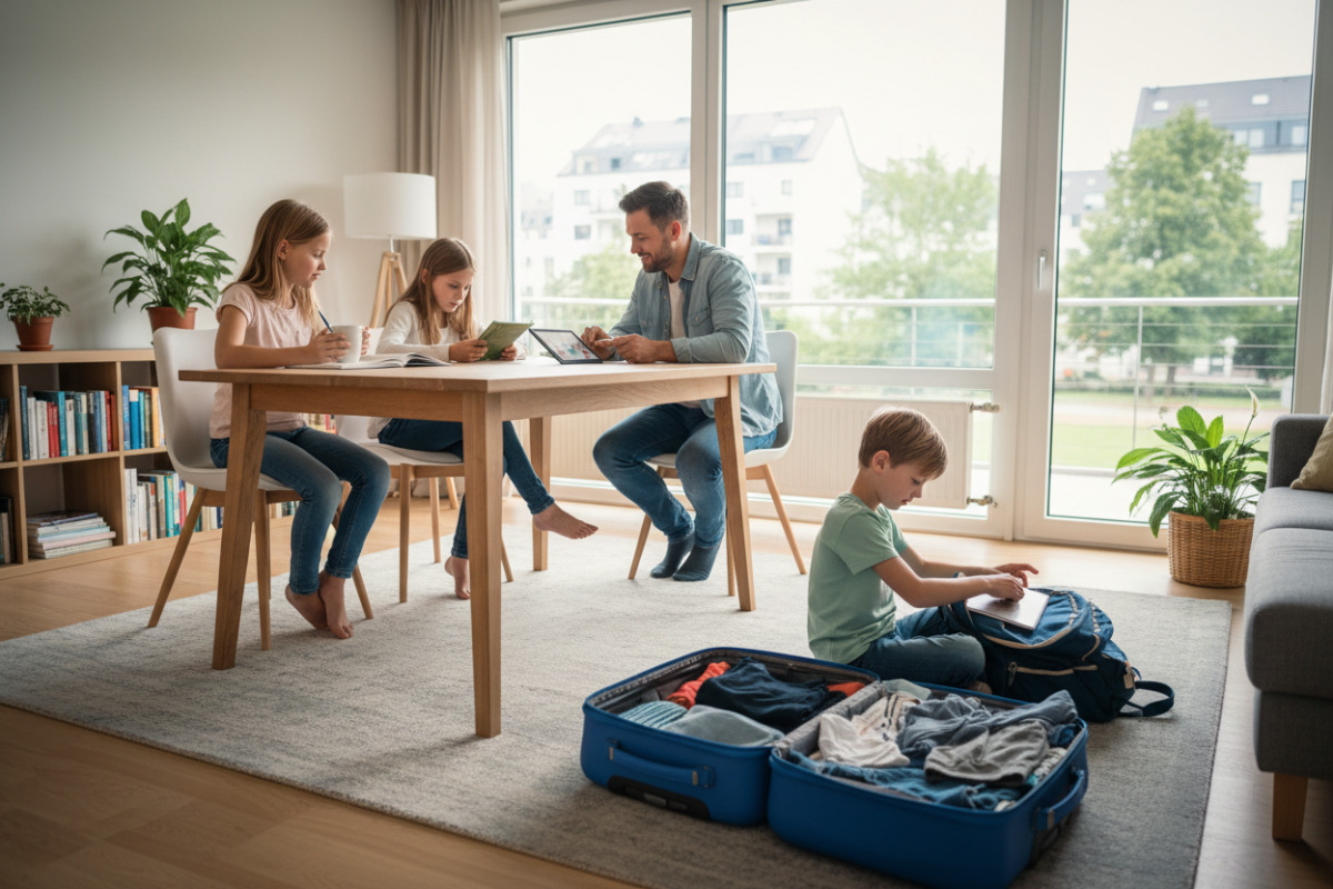 Die zeigen, wie Packen, Lesen, Rechnen und Hausaufgaben ruhig im Familienalltag begleitet werden können.