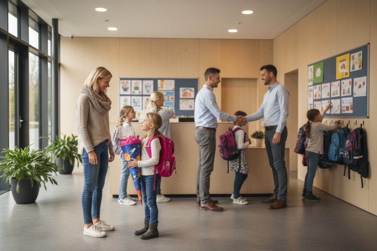 Abb. Ein ruhiger Empfang erleichtert den gemeinsamen Start in den Schultag.