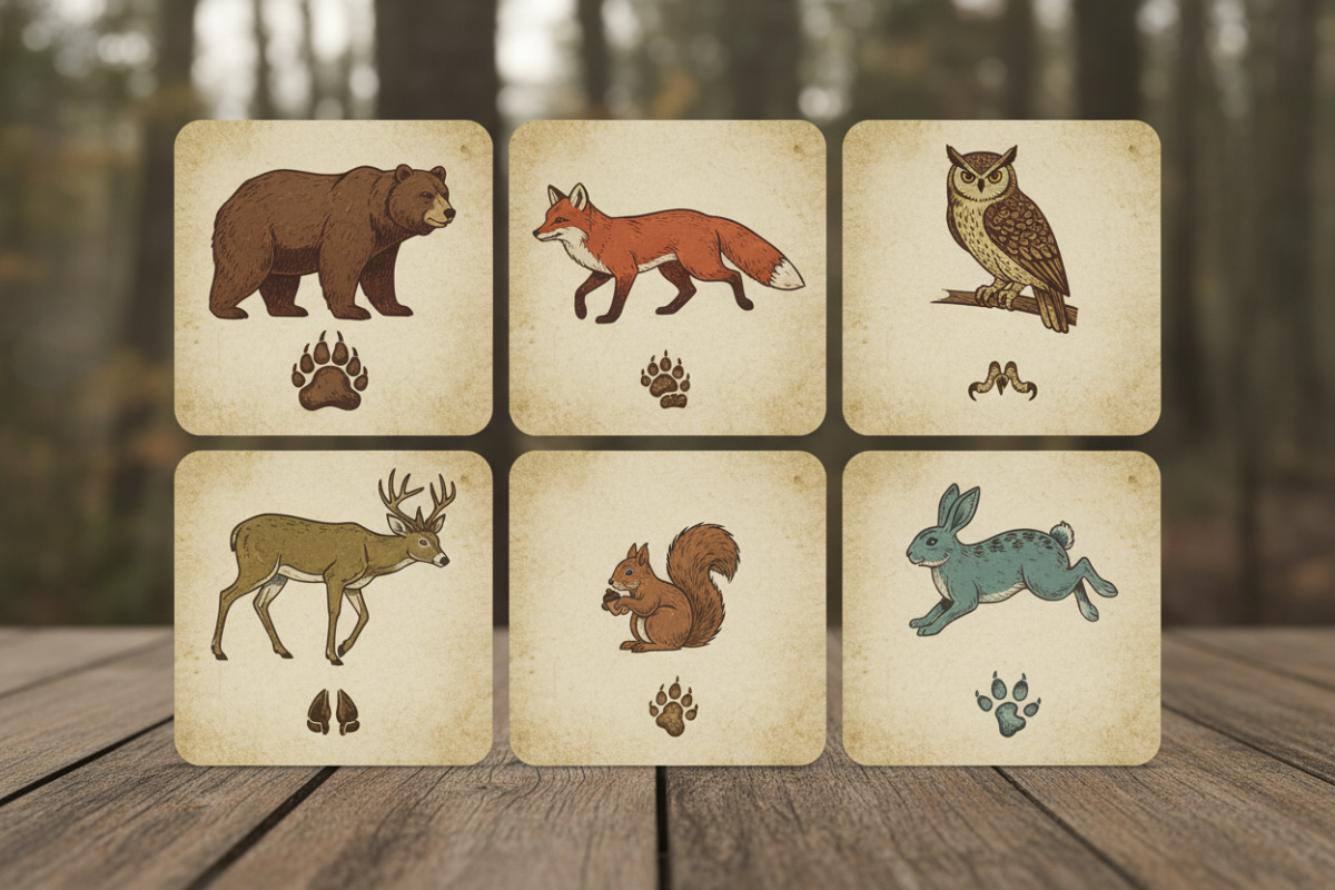 Karten für Tier-Spuren-Zuordnung