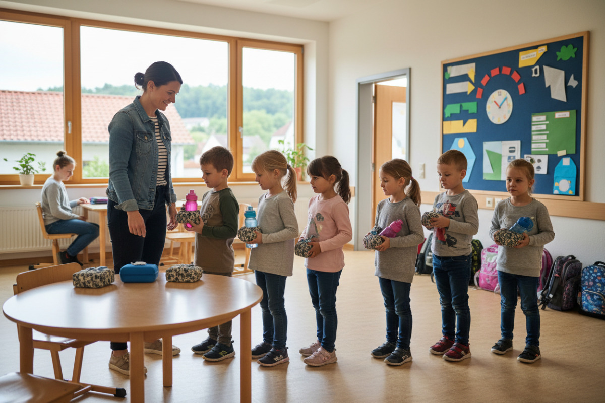 Abb. Kleine, verlässliche Abläufe geben Schulanfängerinnen und Schulanfängern Sicherheit im neuen Alltag.