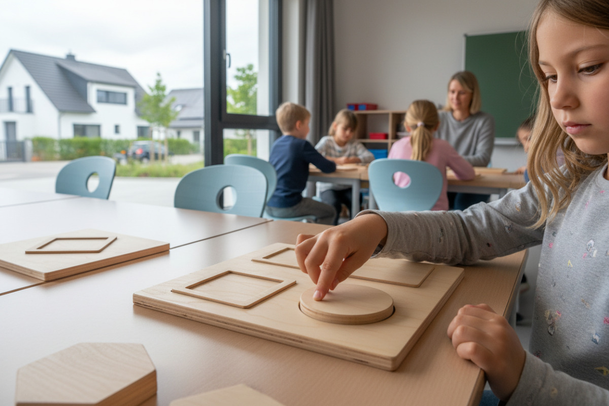 Abb. Beim Nachfahren der Formen werden gerade Seiten, Ecken und der runde Kreisrand spürbar.
