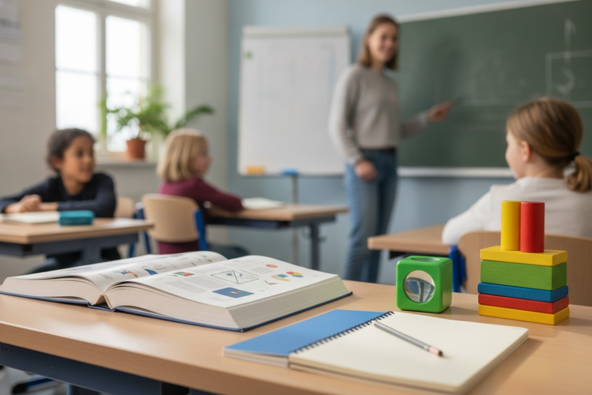 Abb. Wenige Materialien auf freien Tisch halten den nächsten Lernschritt überschaubar.