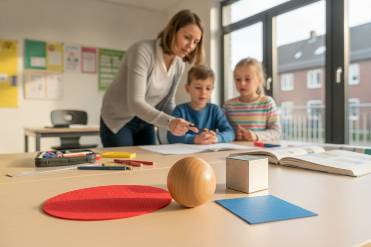 Abb. Kugel und Würfel sind Körper Kreis und Quadrat sind ebene Figuren.