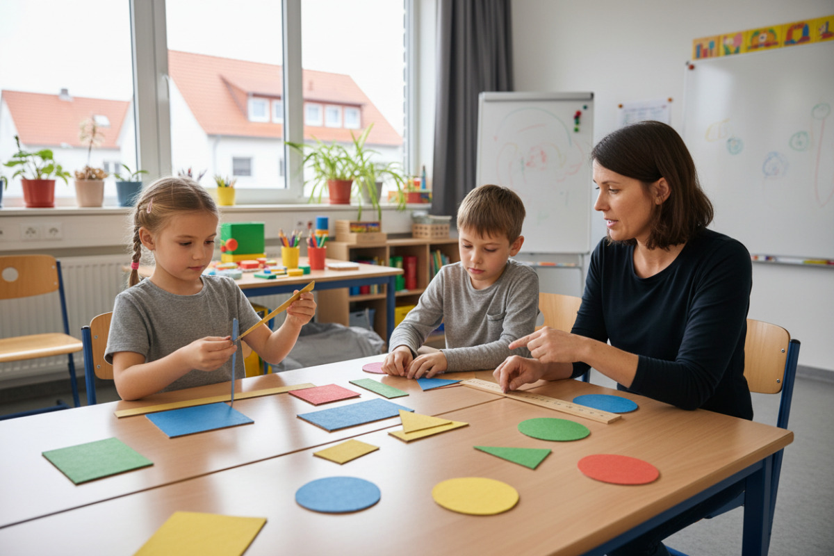 Abb. Gelegte Figuren verbinden das Erkunden von Formen mit dem Vergleichen von Seitenlängen.