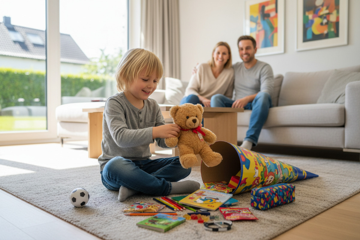 Abb. Zu Hause kann das Kind den Inhalt seiner Schultüte in Ruhe entdecken.