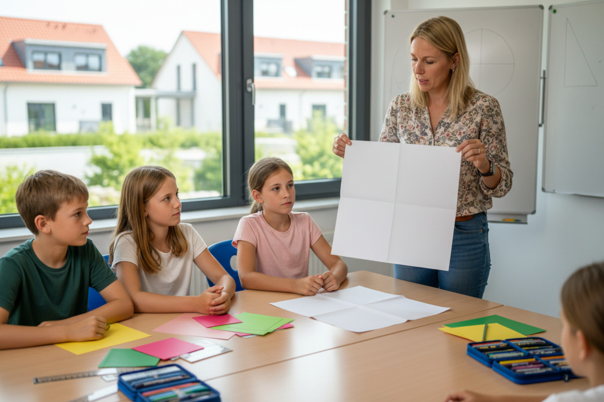 Abb. Durch Falten entstehen gleich große Teile, die sich direkt vergleichen lassen.