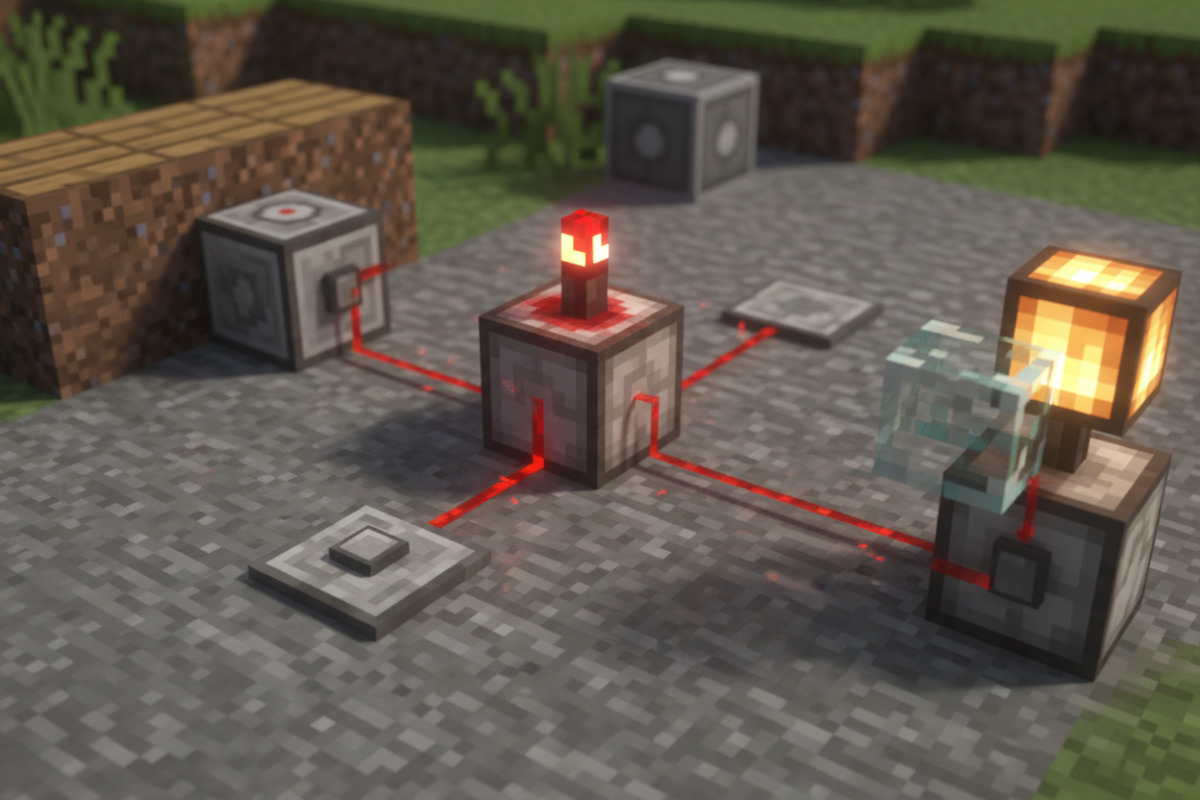 Einfacher Redstone-Schaltkreis in Minecraft