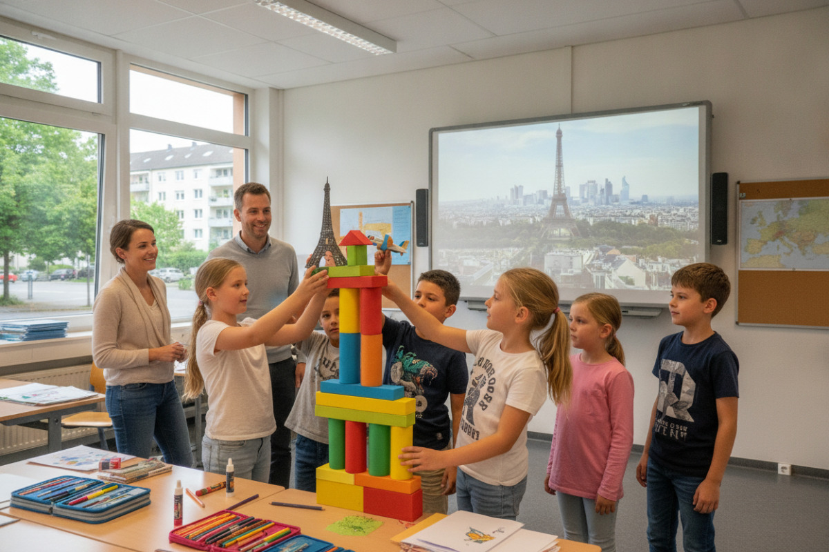 Abb. Ein gemeinsamer Turmbau macht Fantasiereise nach Paris greifbar.