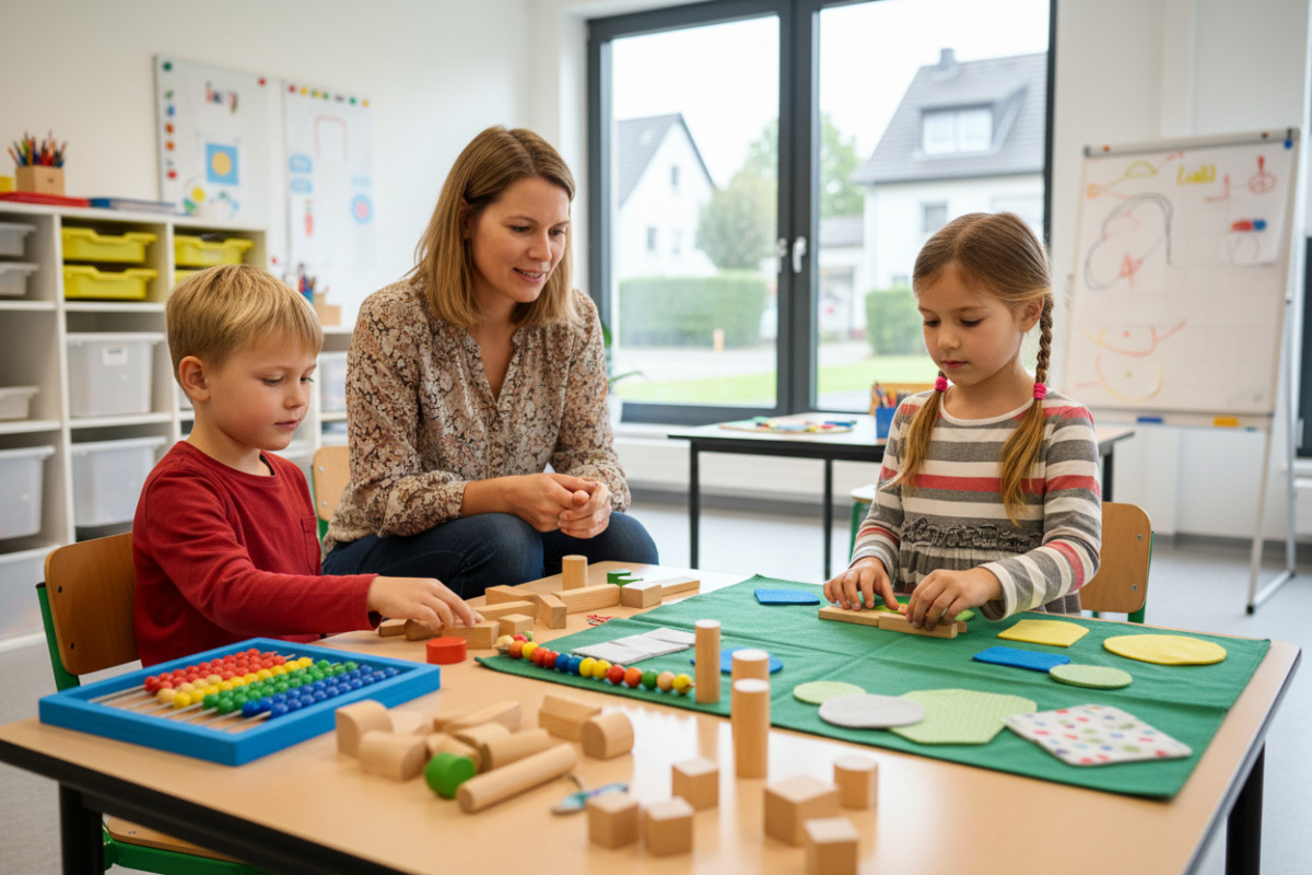 Abb. Greifbares Material unterstützt ruhigen Einstieg ins Rechnen.