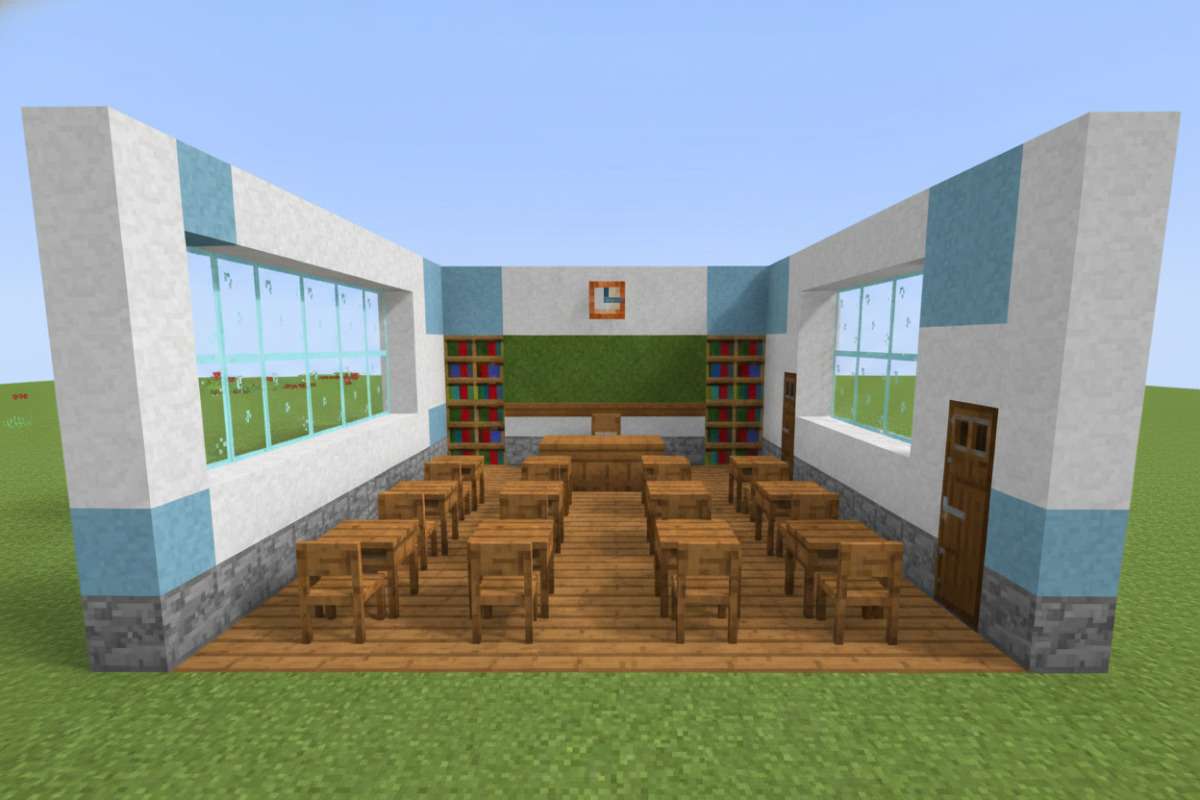 Minecraft-Modell eines Klassenzimmers mit Maßen