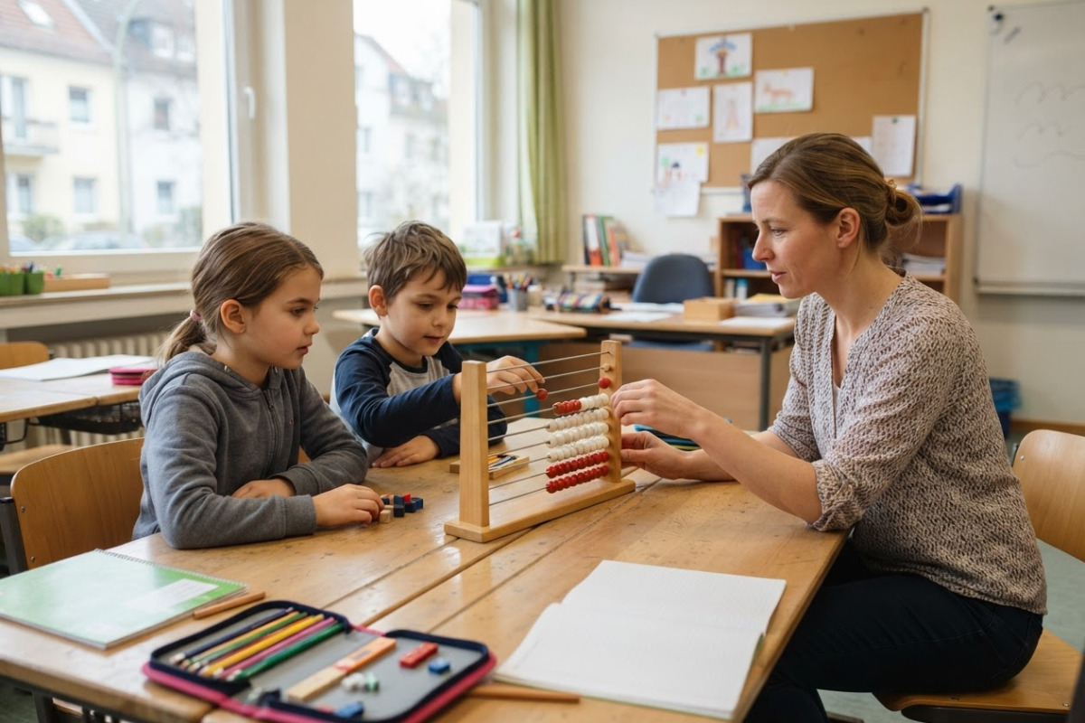 Abb. Durch Verschieben der Plättchen wird sichtbar, wie sich Mengen zerlegen und ergänzen lassen.
