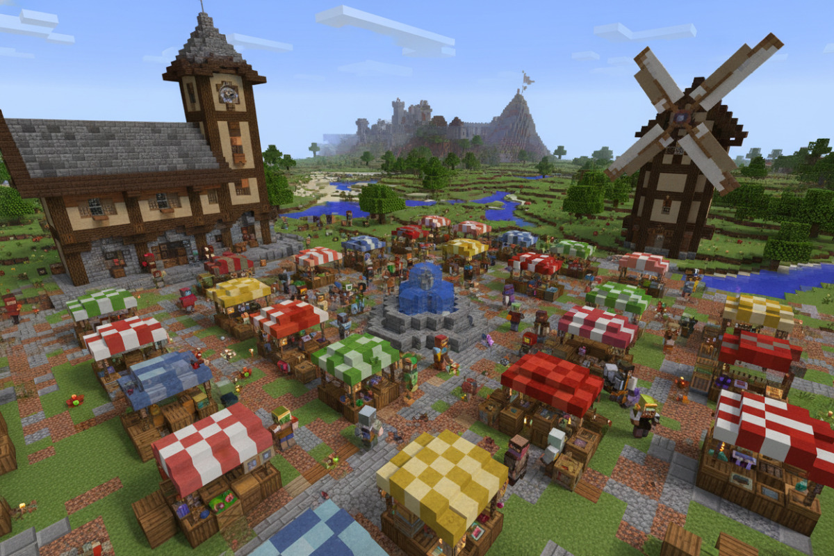 Gemeinsamer Marktplatz als Teamprojekt in Minecraft