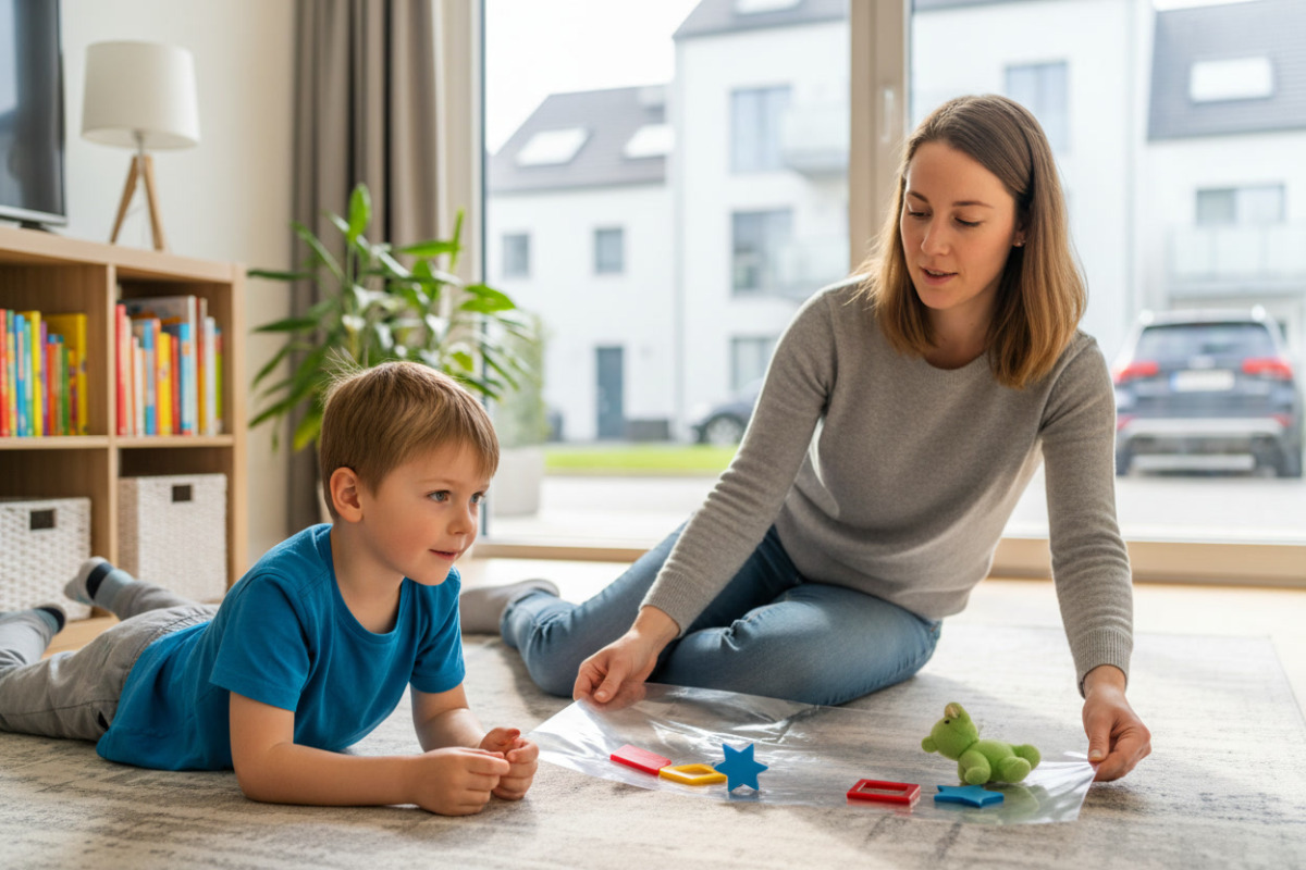 Abb. Beim Umdrehen ändert sich die Lage der Gegenstände zum Kind, obwohl sie liegen bleiben.