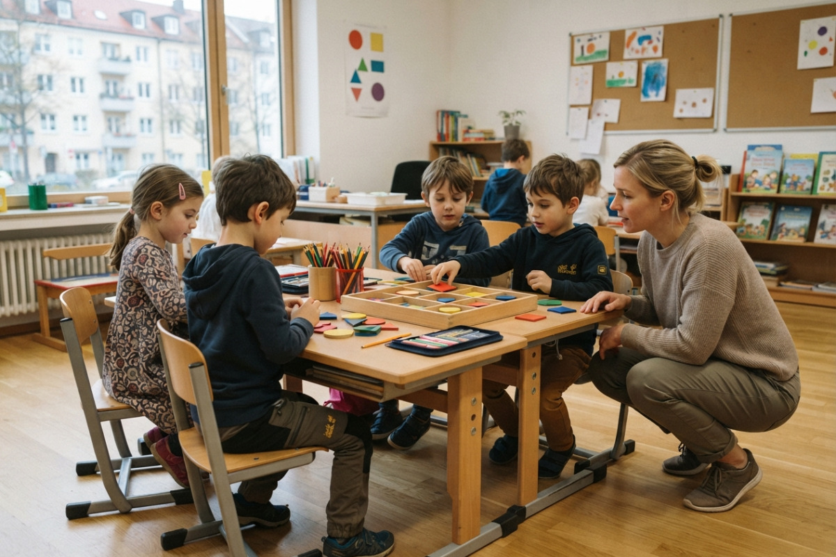 Abb. Kreis, Dreieck, Quadrat und Rechteck lassen sich nach ihren Eigenschaften sortieren.