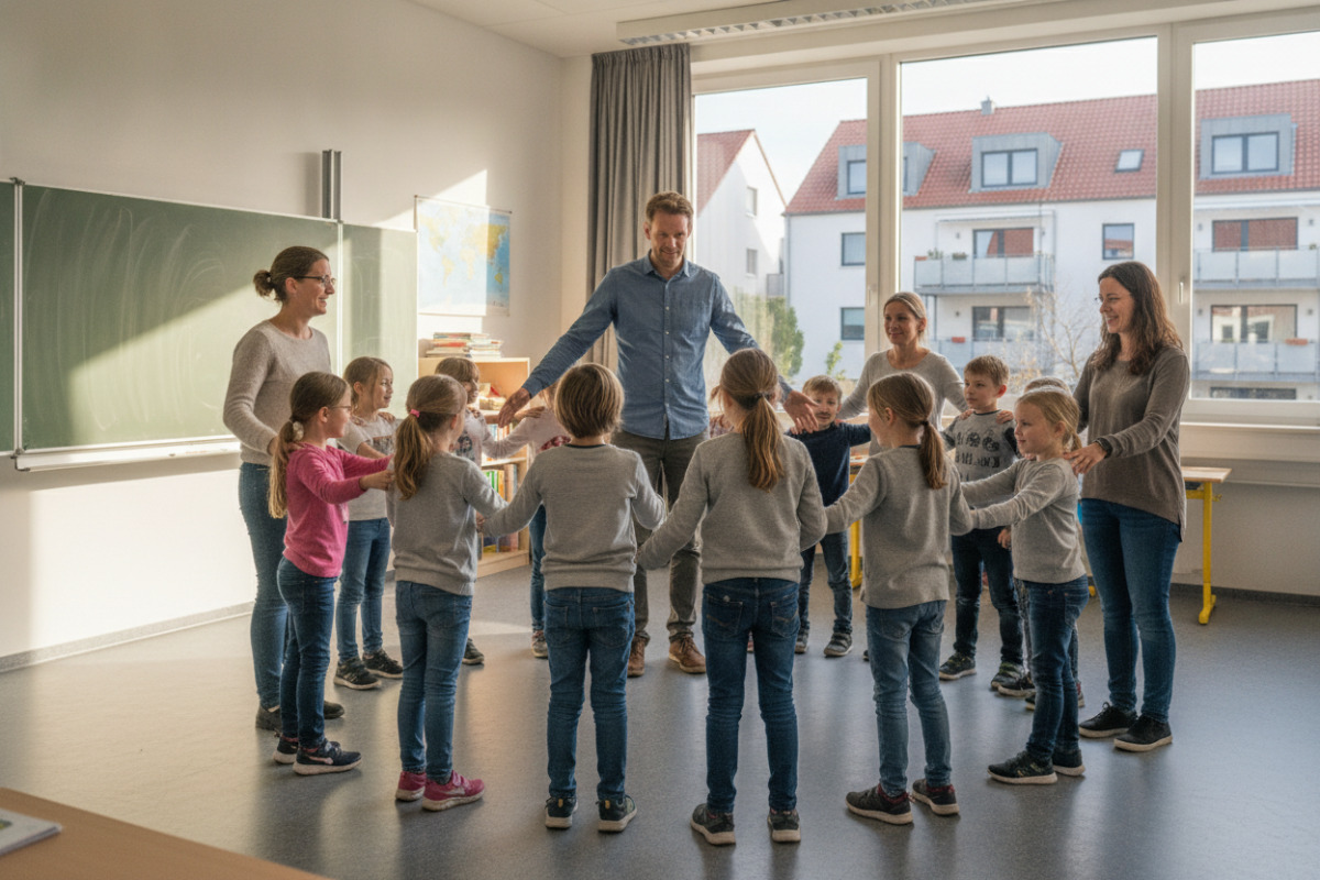 Abb. kurze Bewegungspause schafft gemeinsamen Übergang ohne Wettbewerb und zusätzliche Aufgaben.