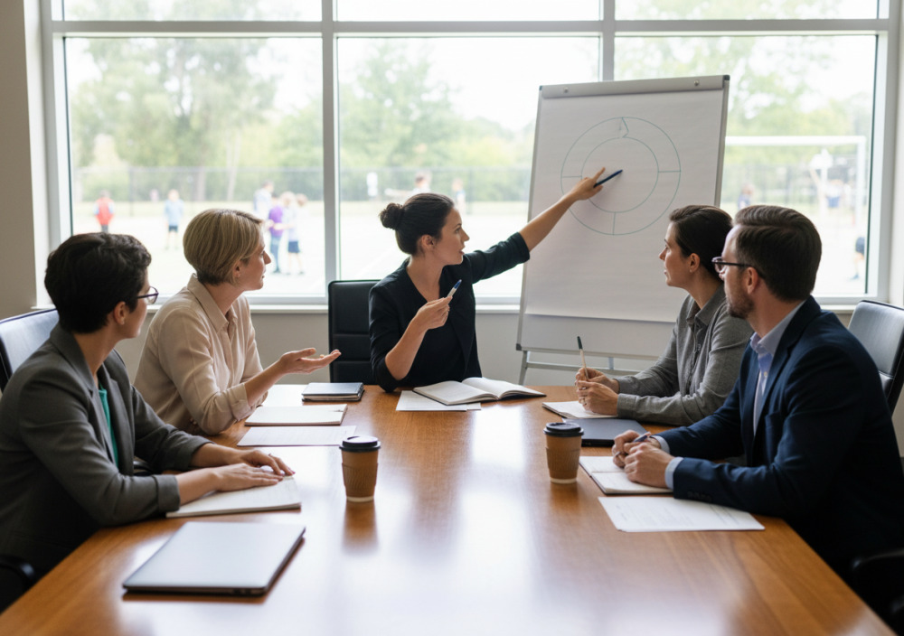 Schulteam im Gespräch über Prävention von Mobbing
