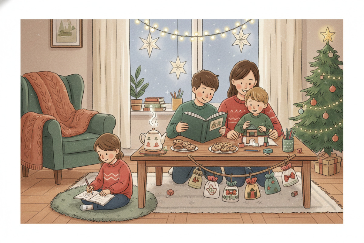 Momentaufnahmen, die zeigen, wie Lernen im Advent ruhig, gemeinsam und alltagstauglich gelingen kann