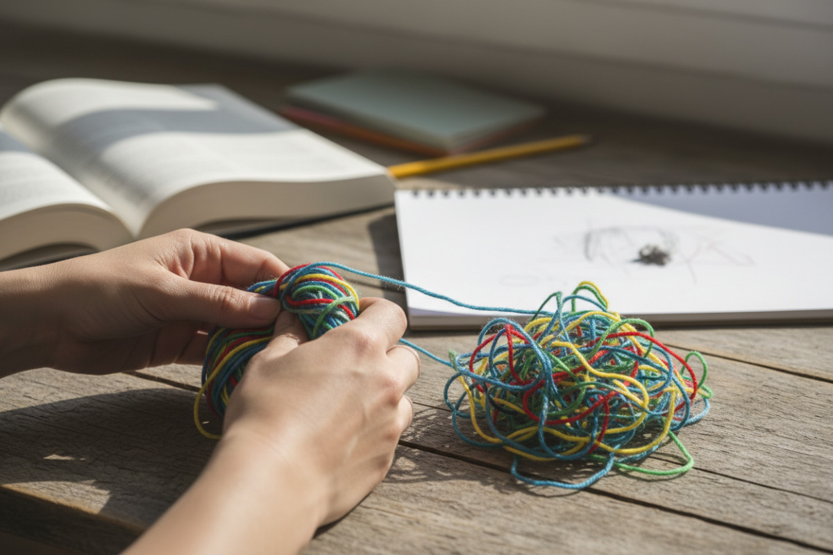 Abb. Textaufgaben werden leichter, wenn man sie zuerst entwirrt .