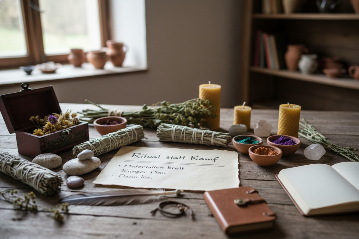 Abb. Ritual statt Kampf Materialien bereit, kurzer Plan, dann los.