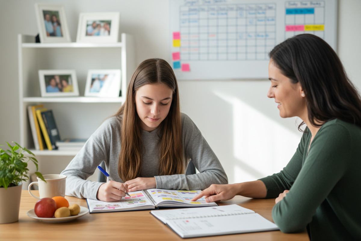 Alltagsszenen zeigen, wie Planung, Pausen, Beziehung und klare Lernumgebung Lernmotivation in der Mittelstufe
