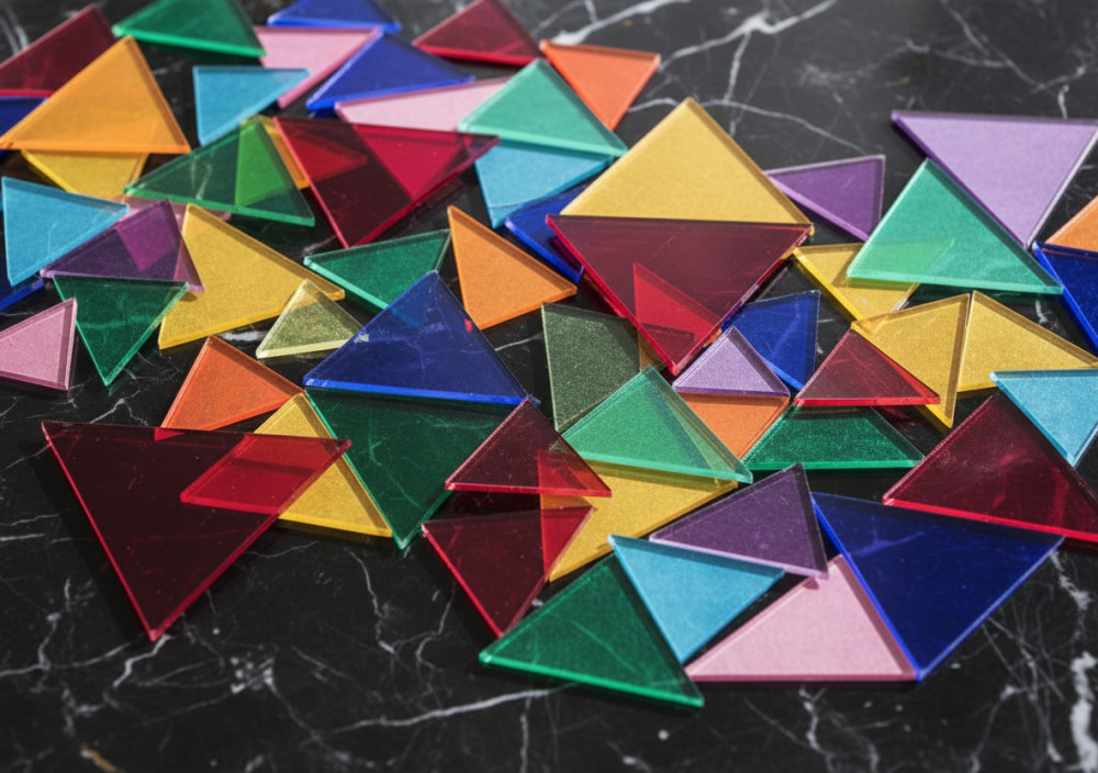 Verschiedene Dreiecke in unterschiedlichen Farben und Lagen