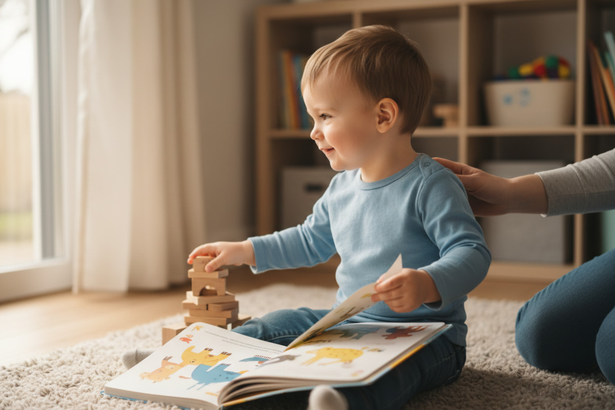 Abb. Unruhe beim Bilderbuch häufig ein Zeichen von Entwicklung, nicht von Unwillen .