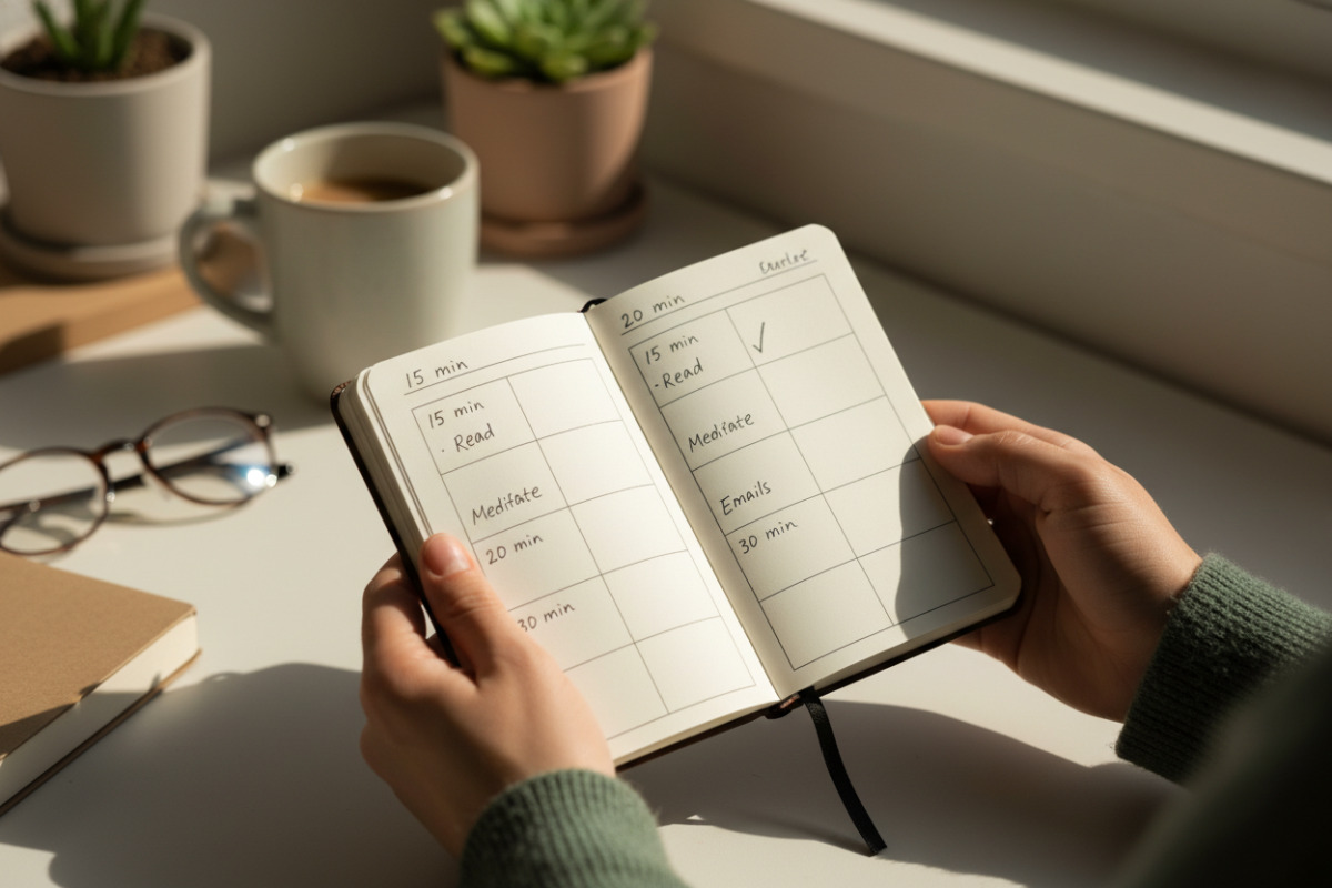 Abb. Kleine Zeitfenster helfen, dranzubleiben, ohne zu überfordern.