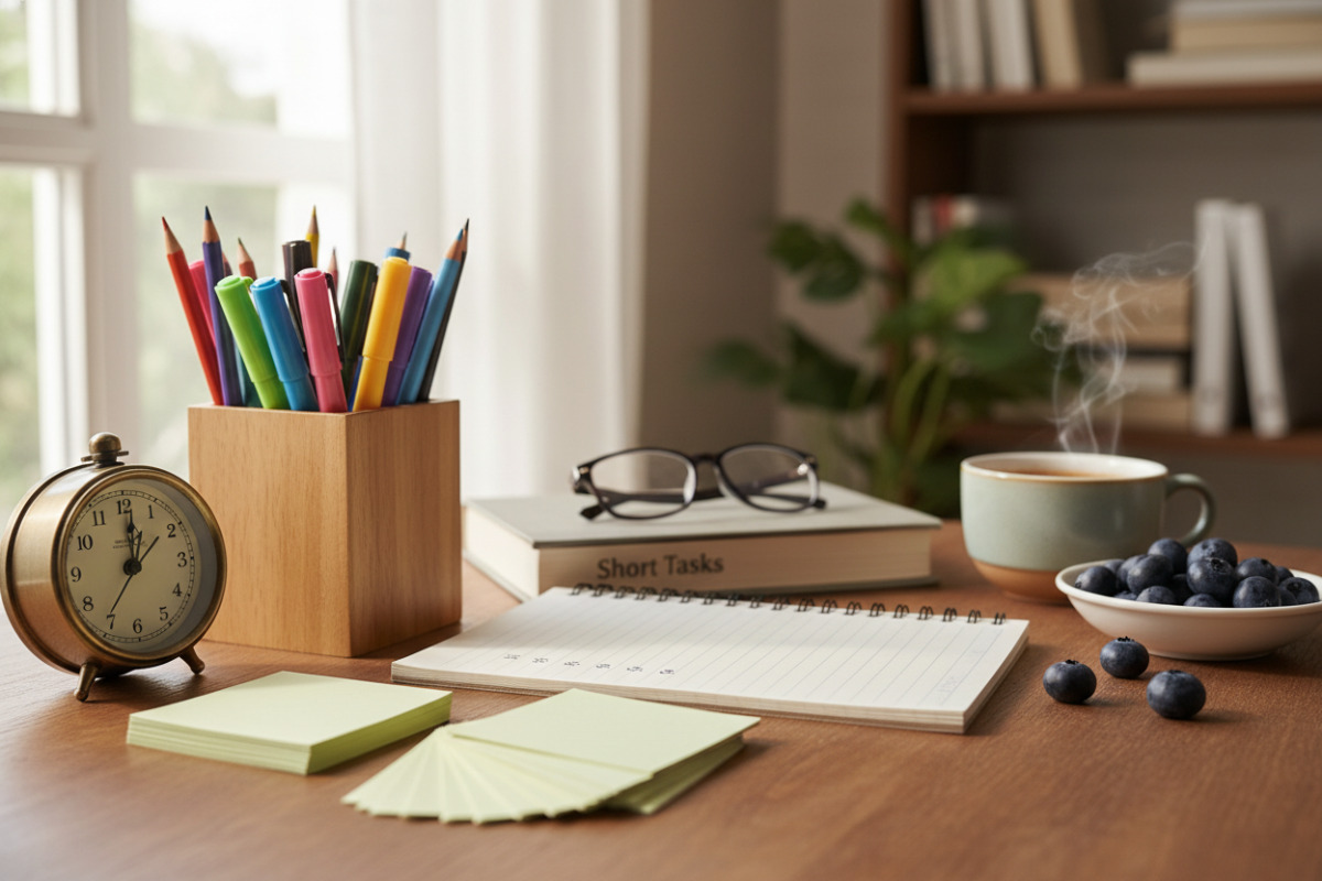 Abb. Kurze Aufgaben gelingen besser, wenn Material schon bereitliegt.